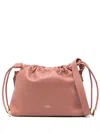 Apc Ninon Mini Pink Crossbody Bag With Embossed Logo On The Front And Adjustable Shoulder Strap In Ecole