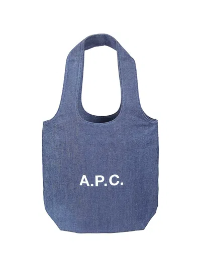 Apc Ninon Printed Denim Tote Bag In Blue