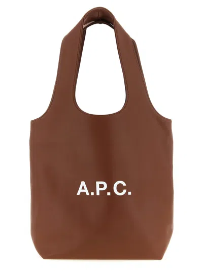 A.p.c. Ninon Logo-print Tote Bag In Brown