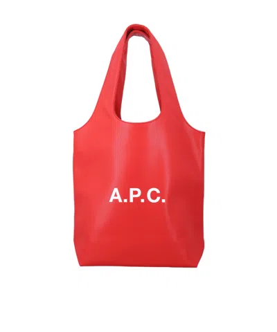 A.p.c. Ninon Small Logo Tote Bag In Red