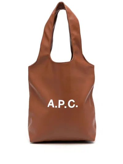 A.p.c. Ninon Small Tote Bag In Brown