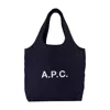 Apc A.p.c. Ninon Tote Bag - Cotton - Blue In Black
