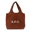 Apc A.p.c. Ninon Brown Tote With Bold Front Lettering In Brown