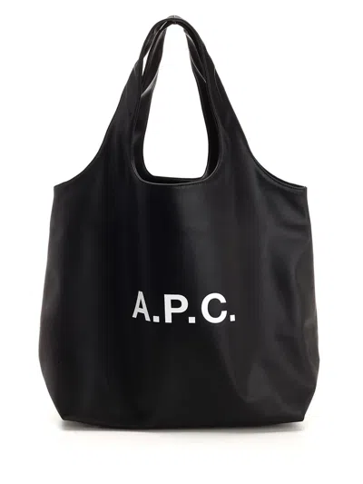 Apc Logo-print Faux-leather Tote Bag In Black
