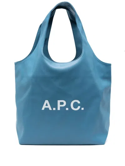 Apc Blue Ninon Tote In Iaa Blue