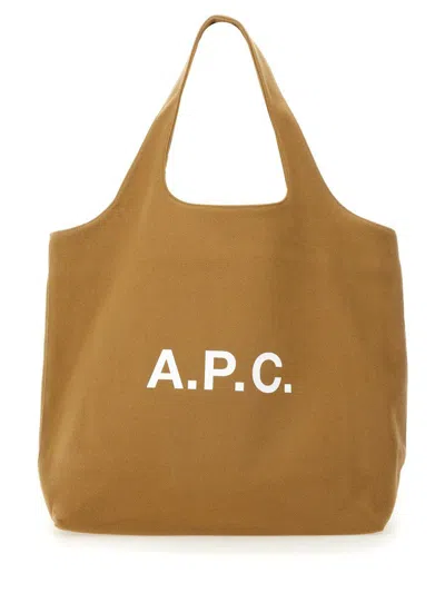 Apc A.p.c. Ninon Logo Print Tote Bag In Beige