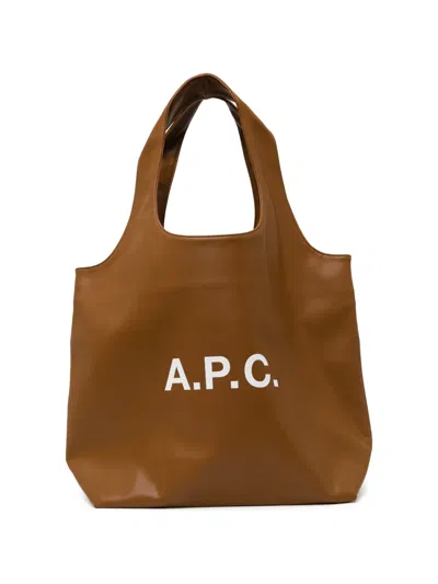 A.p.c. Ninon Large Shoulder Shopping Bag In Orange