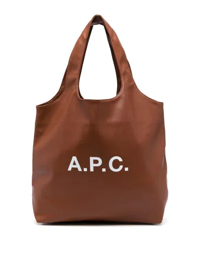 A.p.c. Ninon Tote Bag In Brown