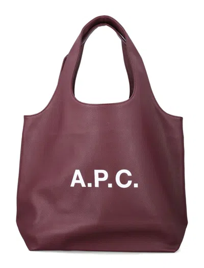 A.p.c. A. P.c. Ninon Tote Bag Grained Recycled Leather-like In Burgundy
