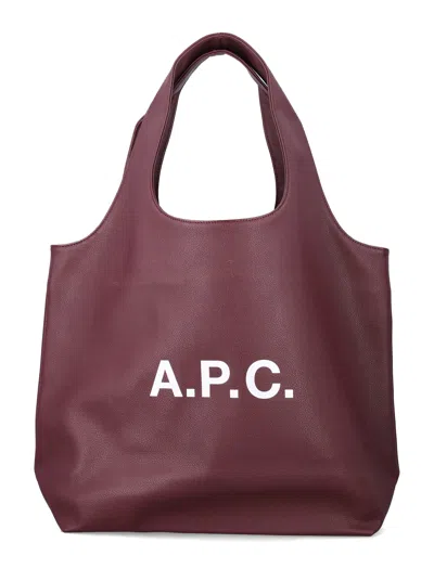 Apc A.p.c. Ninon Tote Bag Grained Recycled Leather-like In Burgundy