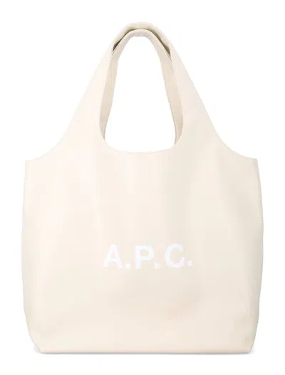 Apc A.p.c. Ninon Tote Bag With Logo In Sand