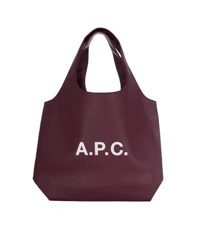 A.p.c. Ninon Tote Shoulder Bag In Burgundy In Red