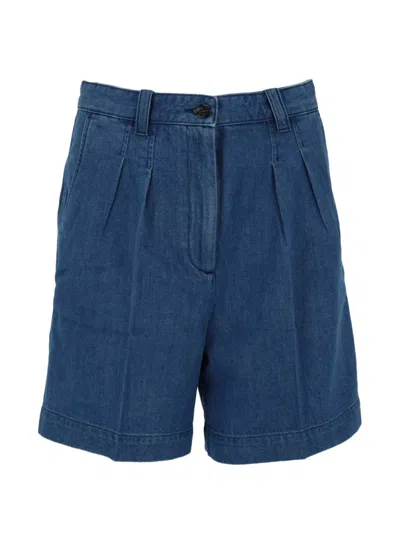 A.p.c. Nola Pleated-design Shorts In Blue