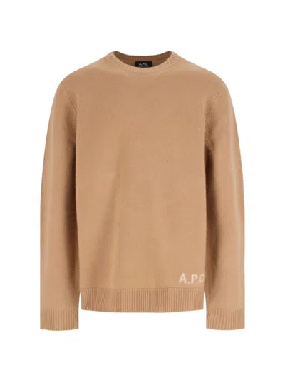 APC NUMERIC WOOL SWEATER - BROWN