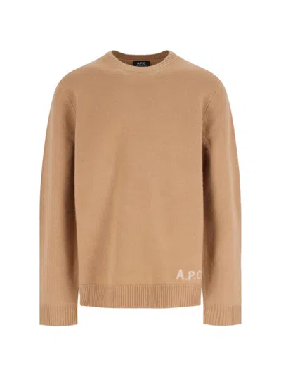 APC A.P.C. NUMERIC WOOL SWEATER – BROWN
