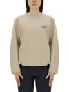 Apc Logo-embroidered Cotton Sweatshirt In Beige