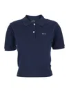 Apc Oceane Blue Polo Shirt With Classic Collar And Logo Embroidery On The Front In Cotton Woman In Blue