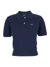 Apc Oceane Blue Polo Shirt With Classic Collar And Logo Embroidery On The Front In Cotton Woman In Blue
