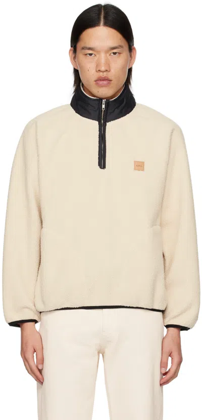 Apc Island Fleece Sweater With Contrast Detailing In Beis