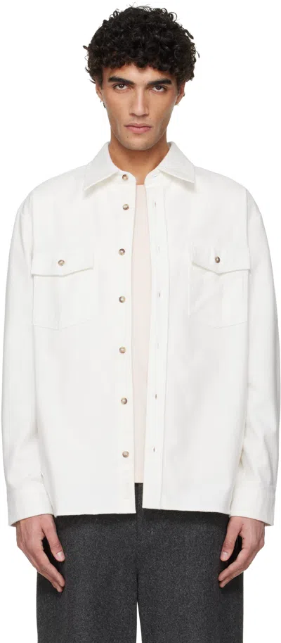Apc Off-white Solid-color Cotton Overshirt