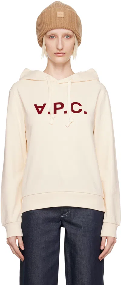 Apc Off-white Standard Grand 'v.p.c.' Hoodie In Alg Ecru/brdeau