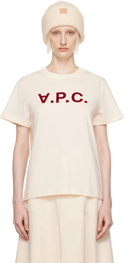 Apc Off-white Standard Grand 'v.p.c.' T-shirt In Alg Ecru/brdeau