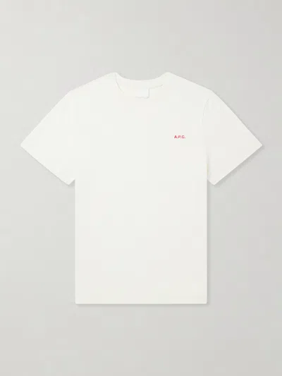 A.p.c. Oliver Logo-embroidered Cotton-jersey T-shirt In Neutral