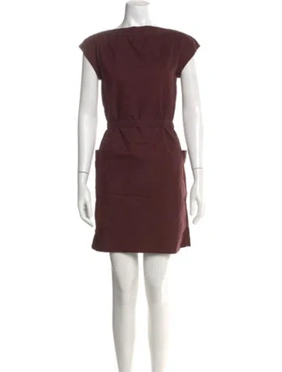 Pre-owned Apc One-shoulder Mini Dress In Burgundy