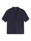Apc Ophélia Textured Polo-neck T-shirt In Blue