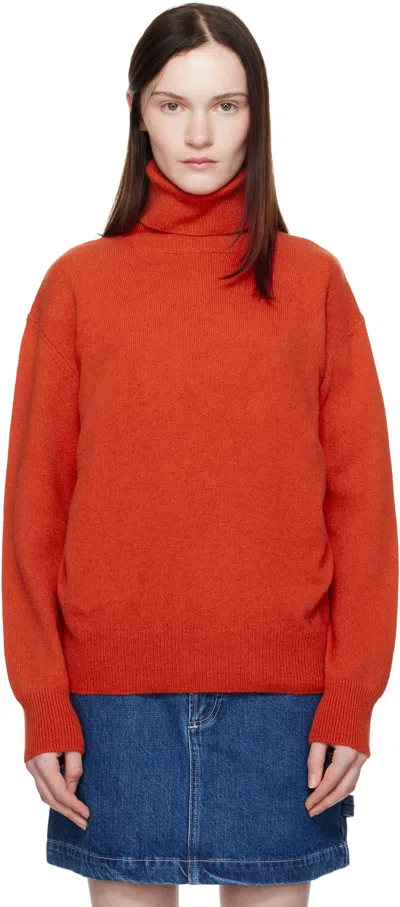Apc Orange Alma Turtleneck In Gan Vermilon Red