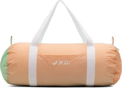 Apc Orange & Green Asics Edition Gym Duffle Bag In Gold