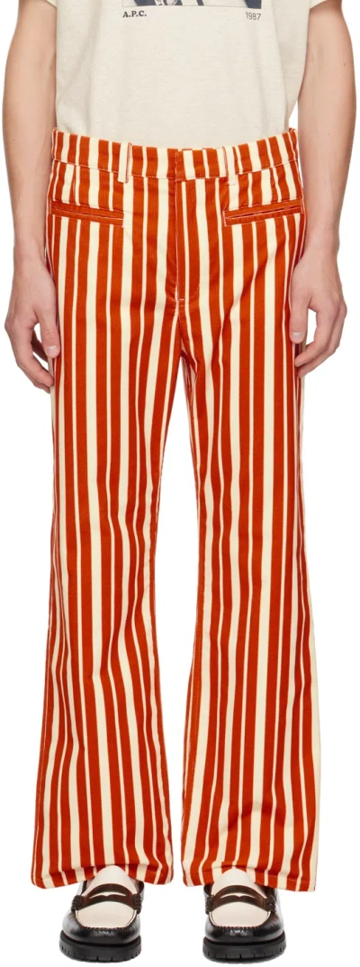 Apc Orange & Off-white Tame Impala Edition Striped Trousers In Eaa Orange