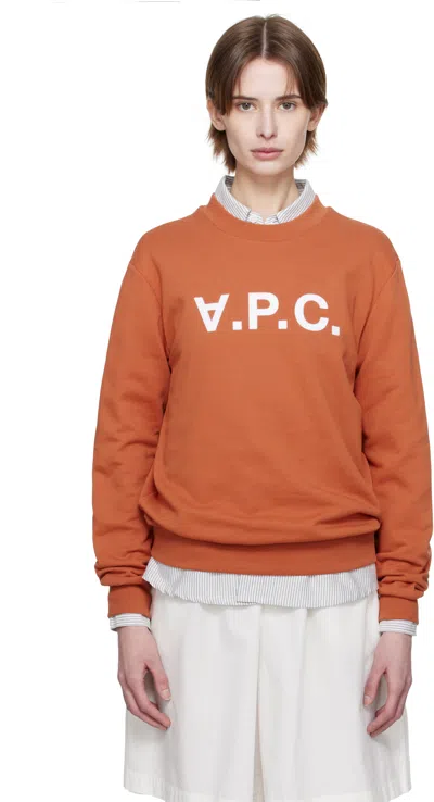 Apc Orange Standard Grand Vpc Sweatshirt In Terracotta/blanc