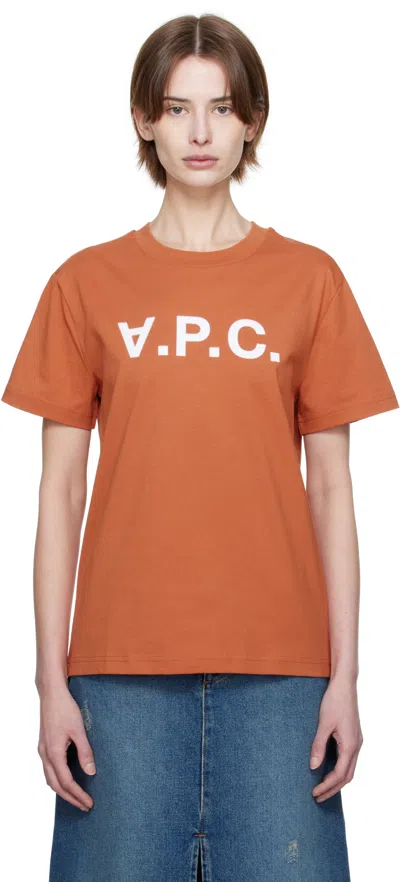 Apc Orange Standard Grand Vpc T-shirt In Terracotta/blanc