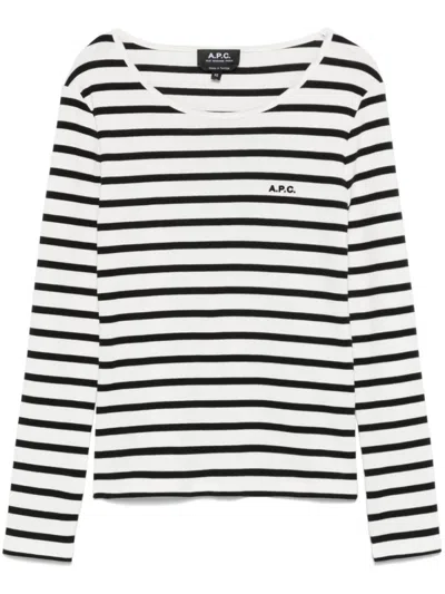 APC A.P.C. ORGANIC COTTON KNIT SWEATER WITH STRIPED PATTERN