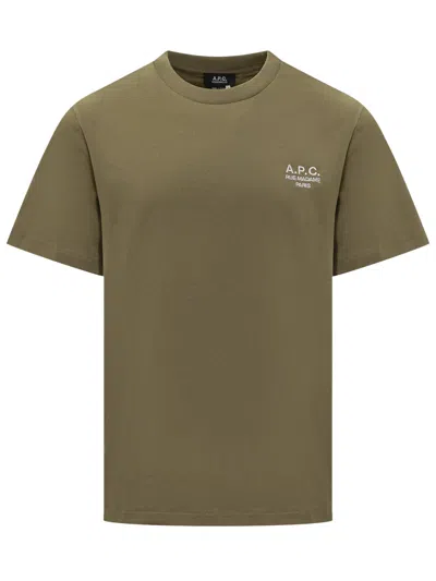 A.p.c. Apc Organic Cotton Logo Embroidered T-shirt In Green