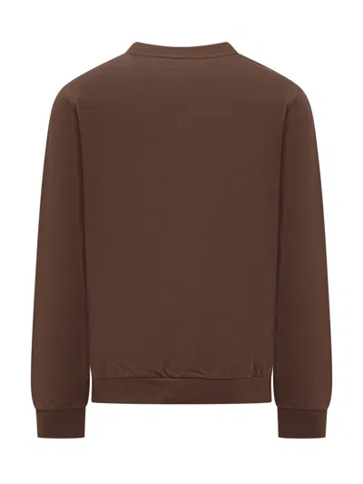 A.p.c. Apc Organic Cotton Logo Sweatshirt In Ecru Brown