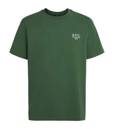 A.p.c. Organic Cotton Rue Madame Logo T-shirt In Green
