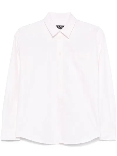 A.p.c. Linen Shirt With Long Sleeves And Chest Pocket In White