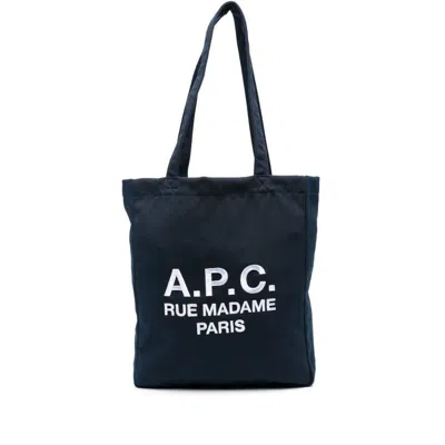Apc A.p.c. Navy Blue Canvas Lou Rue Madame Shopping Bag