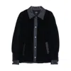 Apc Will Fleece Denim-panel Jacket In Black