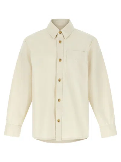 Apc Long-sleeve Cotton Shirt With Classic Collar In White
