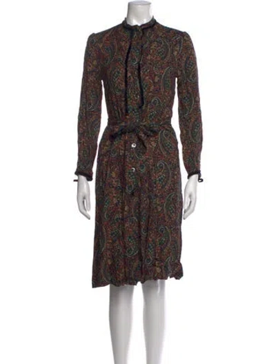 Pre-owned A.p.c. Paisley Print Knee-length Dress In Black