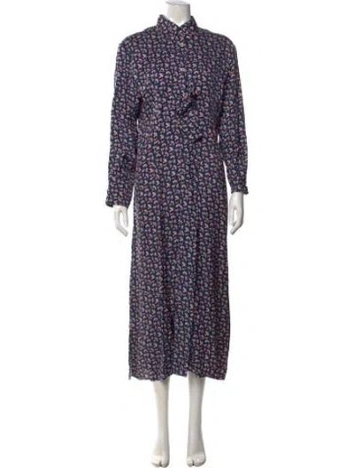 Pre-owned A.p.c. Paisley Print Long Dress In Blue