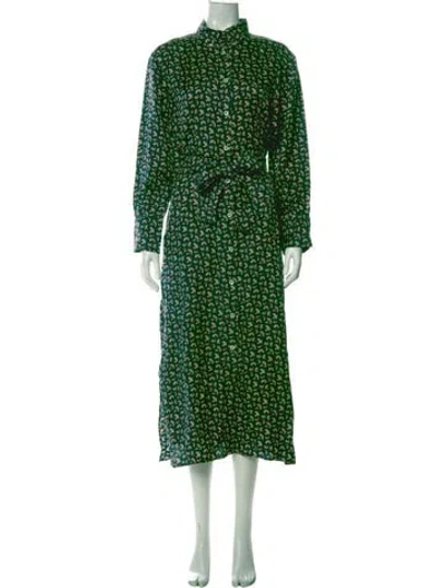 Pre-owned A.p.c. Paisley Print Long Dress W/ Tags In Green