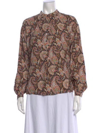 Pre-owned A.p.c. Paisley Print Long Sleeve Blouse In Multicolor