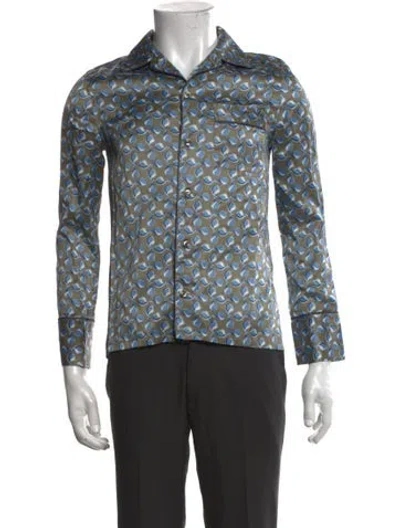 Pre-owned A.p.c. Paisley Print Long Sleeve Dress Shirt In Gray