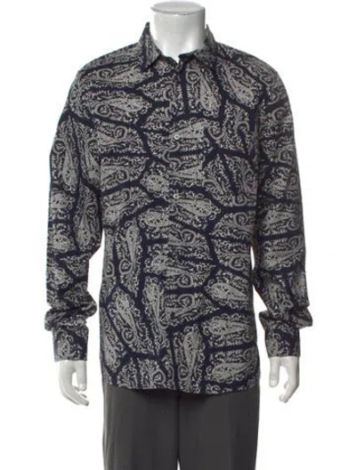 Pre-owned A.p.c. Paisley Print Long Sleeve Shirt In Blue