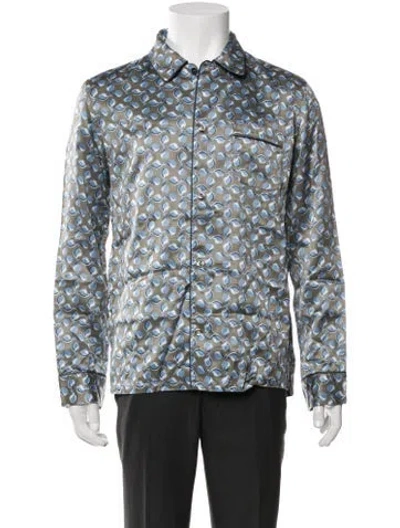 Pre-owned A.p.c. Paisley Print Long Sleeve Shirt In Blue