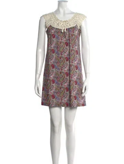 Pre-owned A.p.c. Paisley Print Mini Dress In Pink